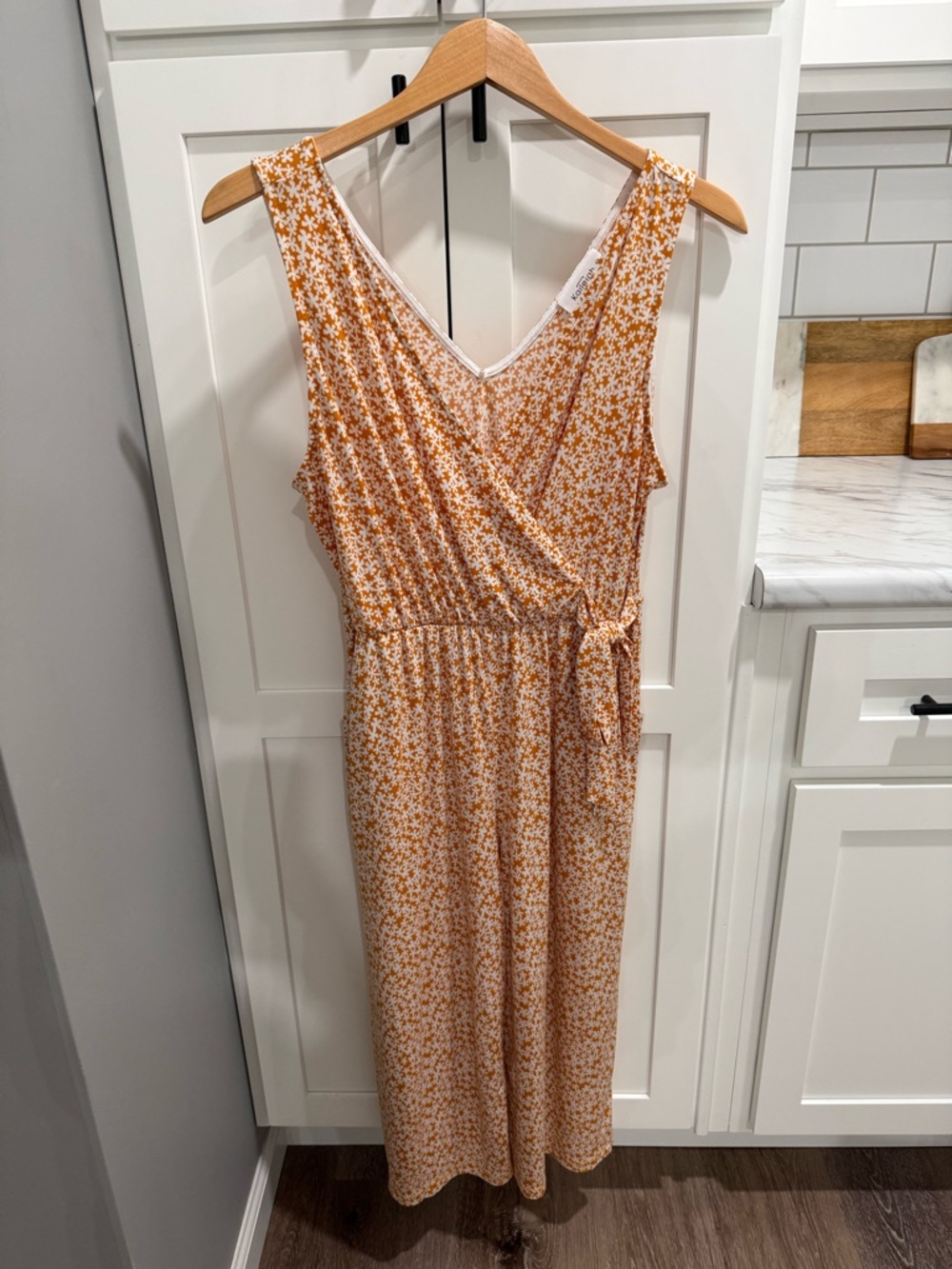 Kaileigh Floral Print Romper in Mustard and White